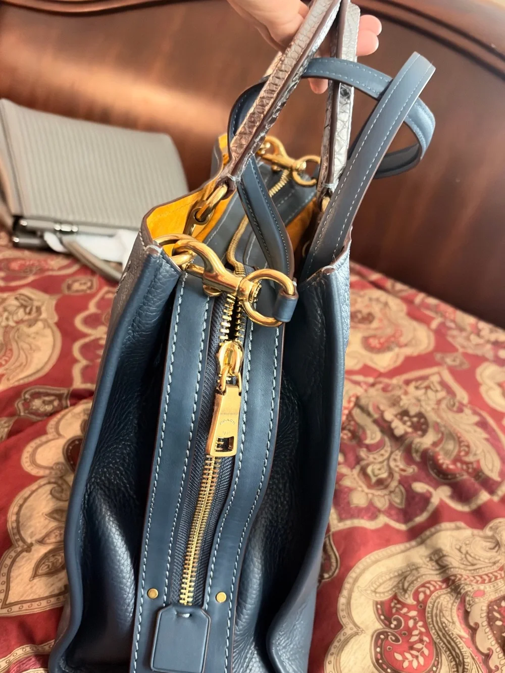 Rare Coach 1941 First Gen Rogue Navy Blue Leather Suede Satchel